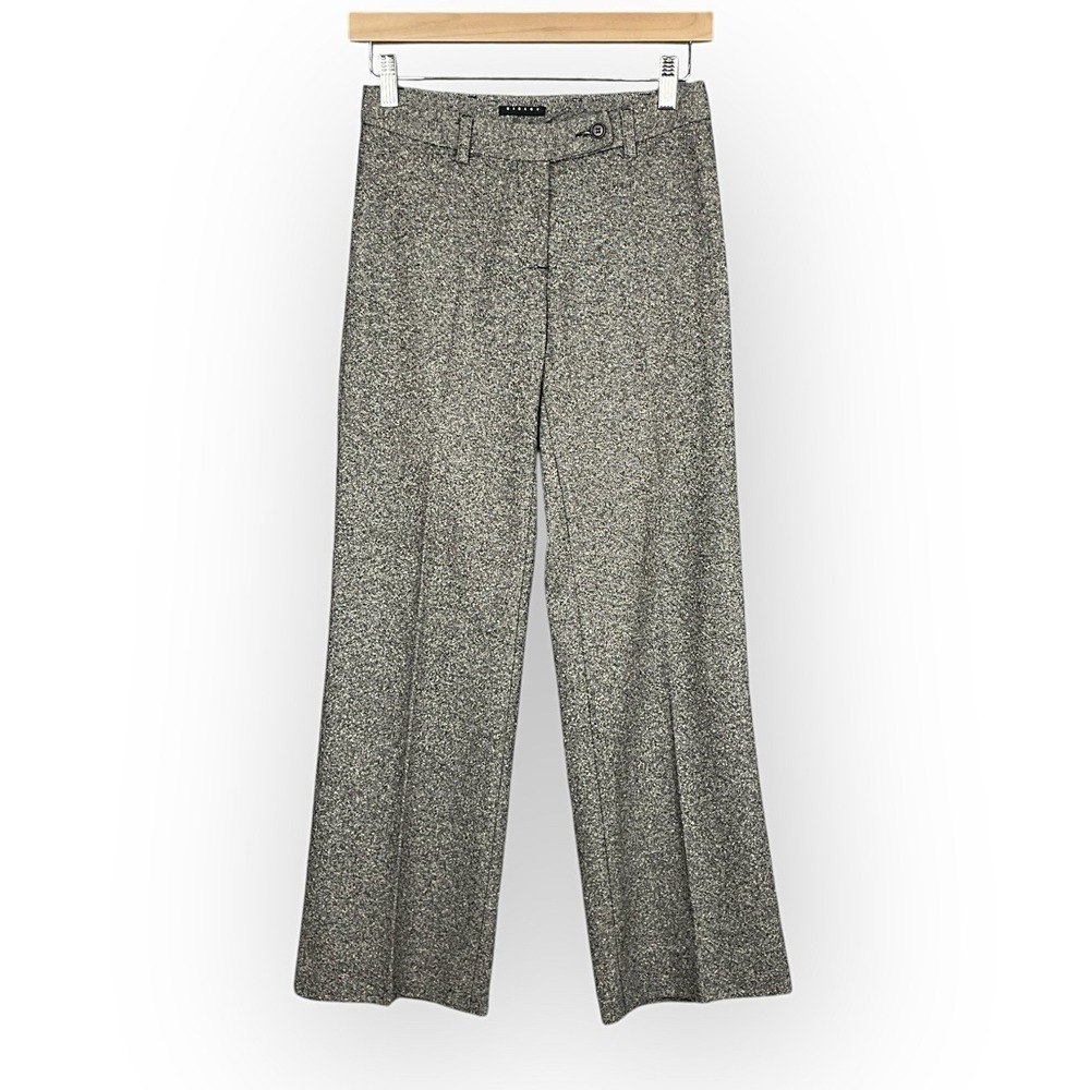 Sisley Wool Blend Wide Leg Tweed Dress Trousers Pants Womens 2 Luxury Minimalist